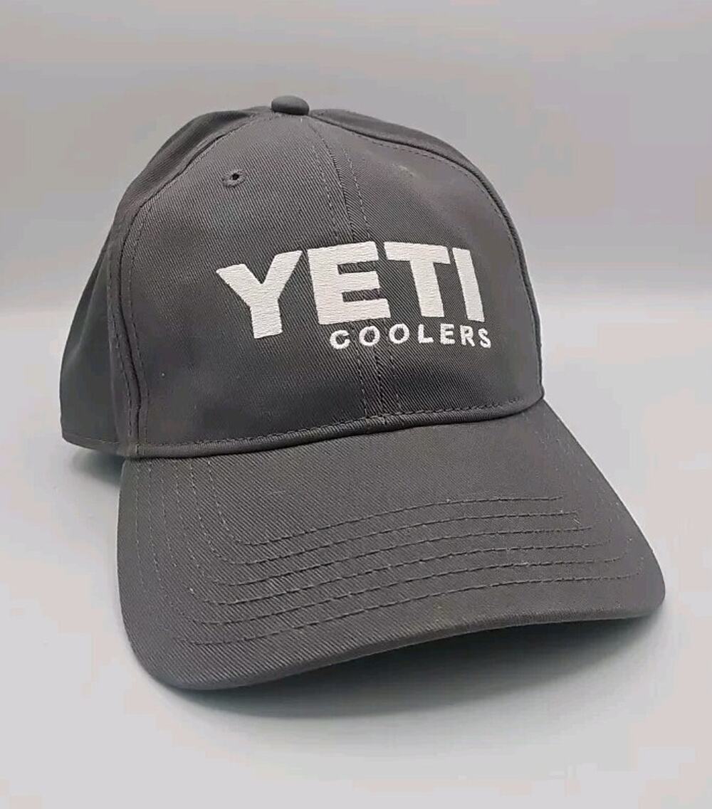 YETI Coolers Built For The Wild Gray Baseball Hat Adjustable Embroidered Cap